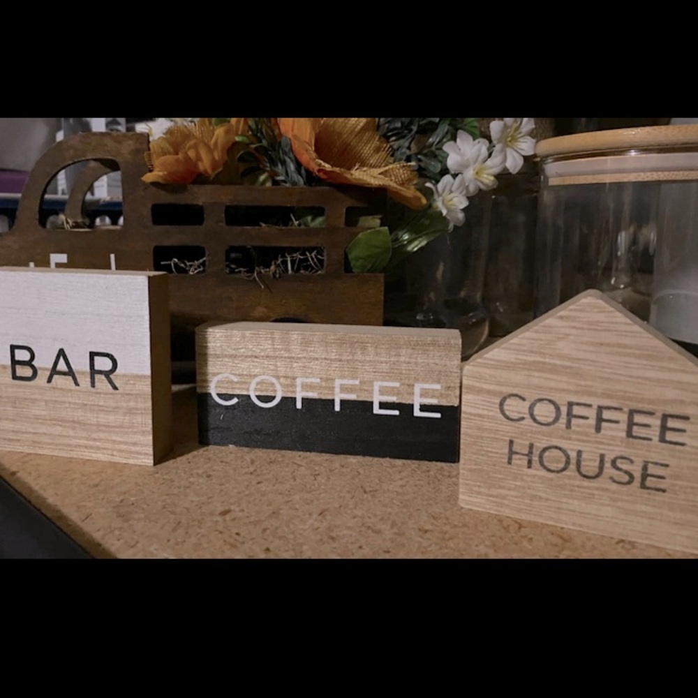 3pc Coffee Bar Wood Sign Set